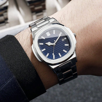 Spot Cross-Border New Men's Watches Wholesale Steel Band Butterfly Buckle Watch Square Dial Cross-Border Watch Quartz Watch