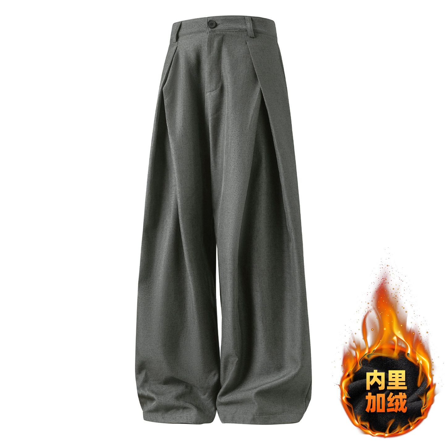 交叉打褶设计垂感休闲西裤男秋季款质感宽松直筒裤潮牌复古长裤子