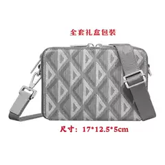 Cross border 2025 new men's shoulder bag, canvas jacquard crossbody bag, fashionable unisex small square bag, camera bag