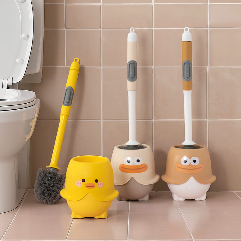 Toilet Brush for Home Use, No Dead Angle Brush, Cartoon Long-Handle Toilet Cleaning Brush Set