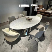 Italian Light Luxury Fine Flower White Marble Dining Table Home Dining Table Modern Simple Oval Natural Luxury Stone Dining Tabl