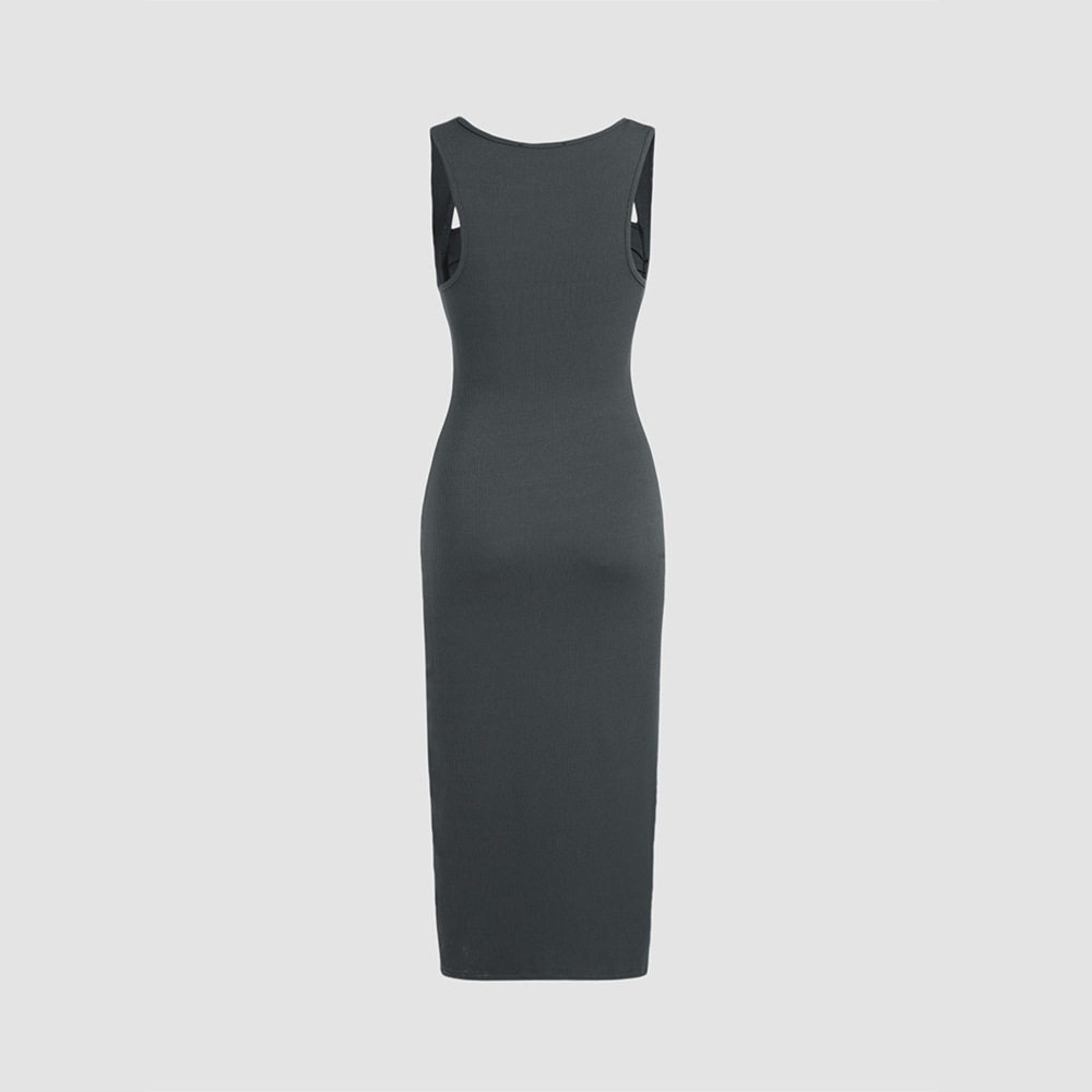 Elegant Sexy Knitted Ruched Bodycon Maxi Dress Ribbed Design Waist Cinching Slim Fit Perfect for Evening Wear