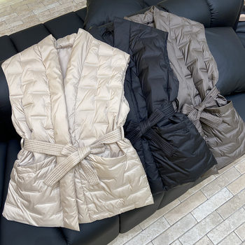 Fashionable and Simple Elegant 2025 Autumn and Winter Stylish and Handsome Sleeveless Waist-Cinching down Vest Jacket for Women