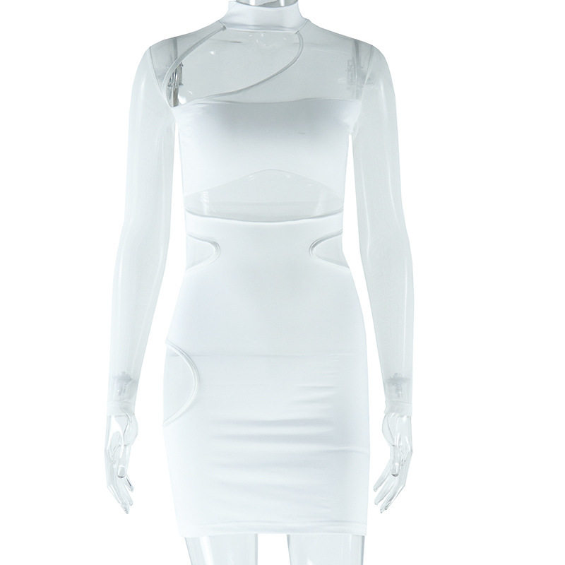 Elegant Womens Bodycon Dress Solid Color Hollow Out Mesh Paneling Perfect for Parties and Events Wholesale