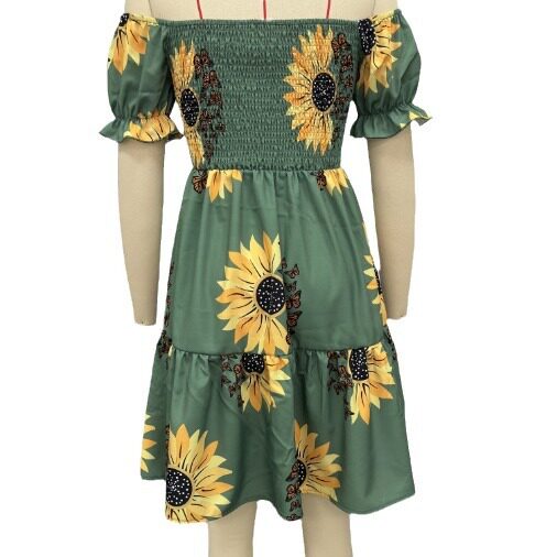 Women's Printed Short-Sleeve Ruched Dresses