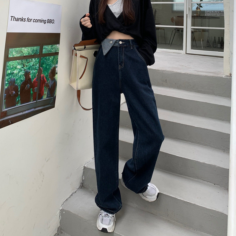 Womens Vintage Loose Fit Straight Leg Jeans Spring Korean Style Slimming Versatile Casual Wear Wholesale