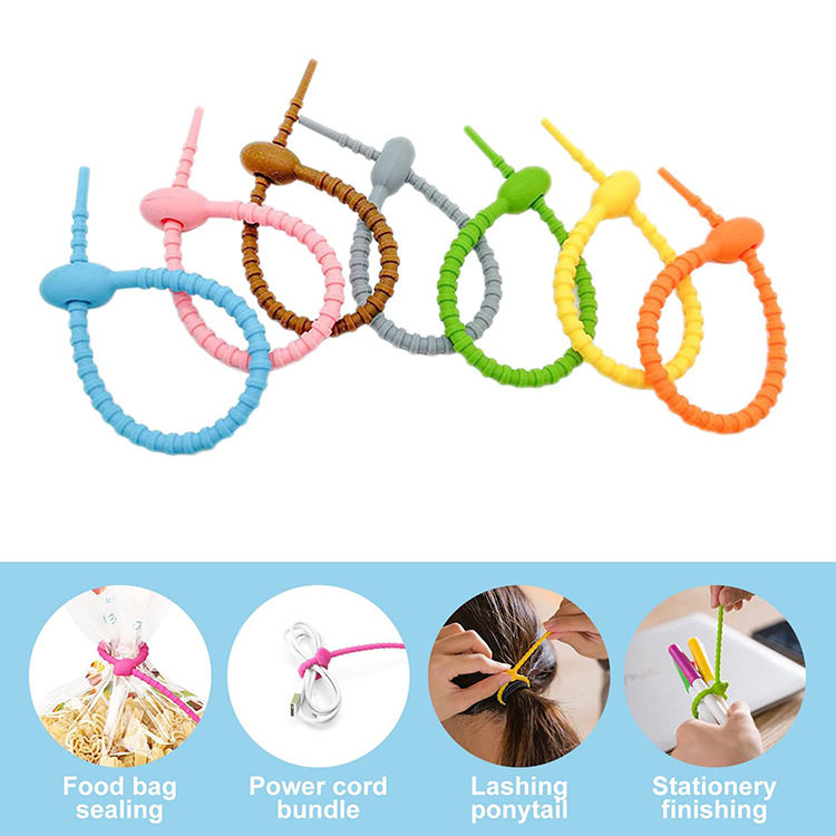 215mm Tadpole Self-locking Data Cable Silicone Cable Strap Storage with DIY Keychain Jewelry Blind Box Trendy Pendant