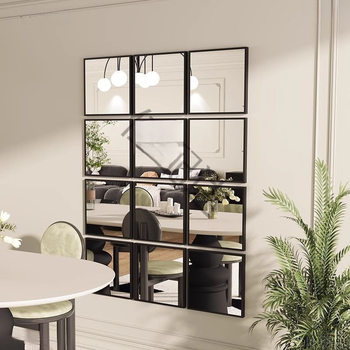 Household French Plaid Splicing Mirror Light Luxury Full-Length Mirror Wall-Mounted Perforated Decorative Mirror Retro Makeup Mirror