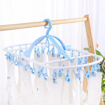 Huajia 32 clip hanger multifunctional windproof drying rack socks underwear clip plastic foldable strong multi-head drying rack