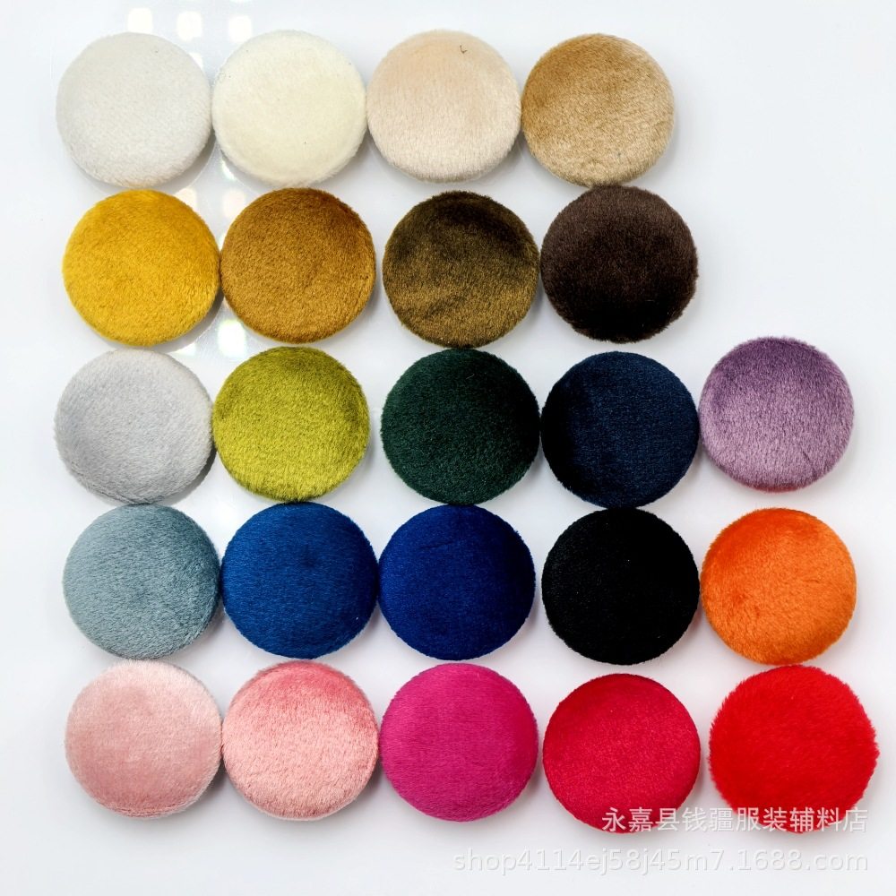 Velvet Cloth Buttons, Round Plastic Foot Buttons, Shirt Cardigans, Sweaters, Dresses, Jackets, Suits, Shoes and Hats Buttons