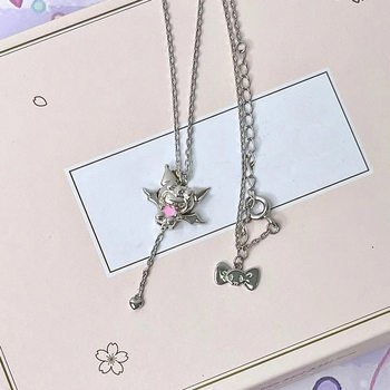 New coolomi Cupid heart necklace female love heart movable wings clavicle chain cartoon sweet style
