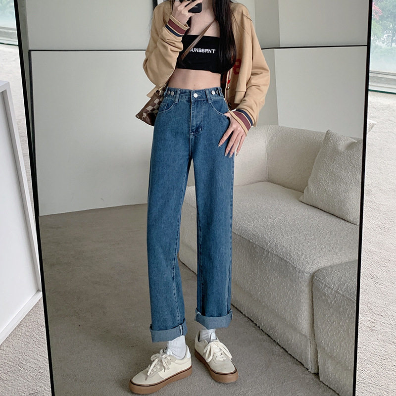 Womens Vintage Loose Fit Denim Jeans Spring Collection High Waisted Flattering Casual Straight Leg Wholesale