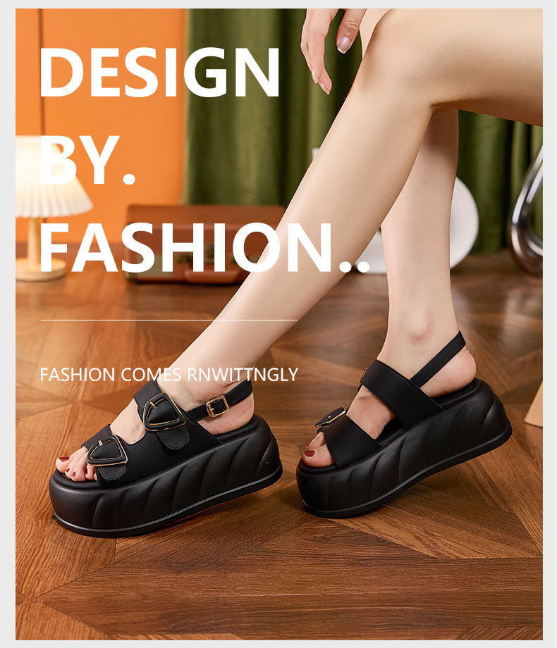 Dép sandal nữ quai chữ V đơn giản mùa hè — Len tinh khiết, Đen chi tiết 10