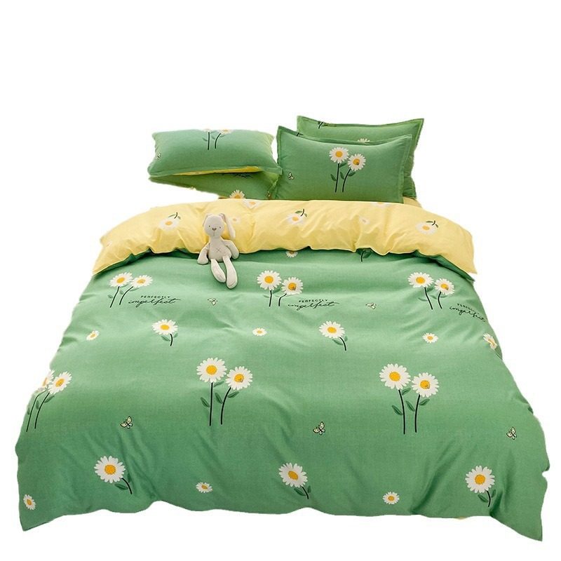 Factory wholesale four-piece simple quilt cover three-piece skin-friendly fabric student dormitory bed sheet quilt cover bedding