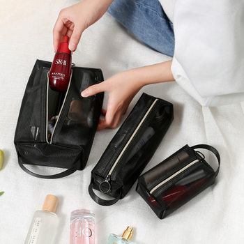 Ins Mesh Cosmetics Cosmetics Bag, High-End Satchel Cosmetic Bag, High-Looking Lipstick Bag, Brush Bag, Large Capacity