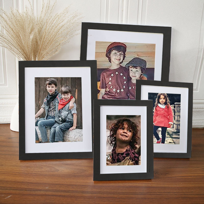 Cross-border new composite wood transparent photo frame diy memorial photo wall 5 pack combination frame ornaments gift wholesale