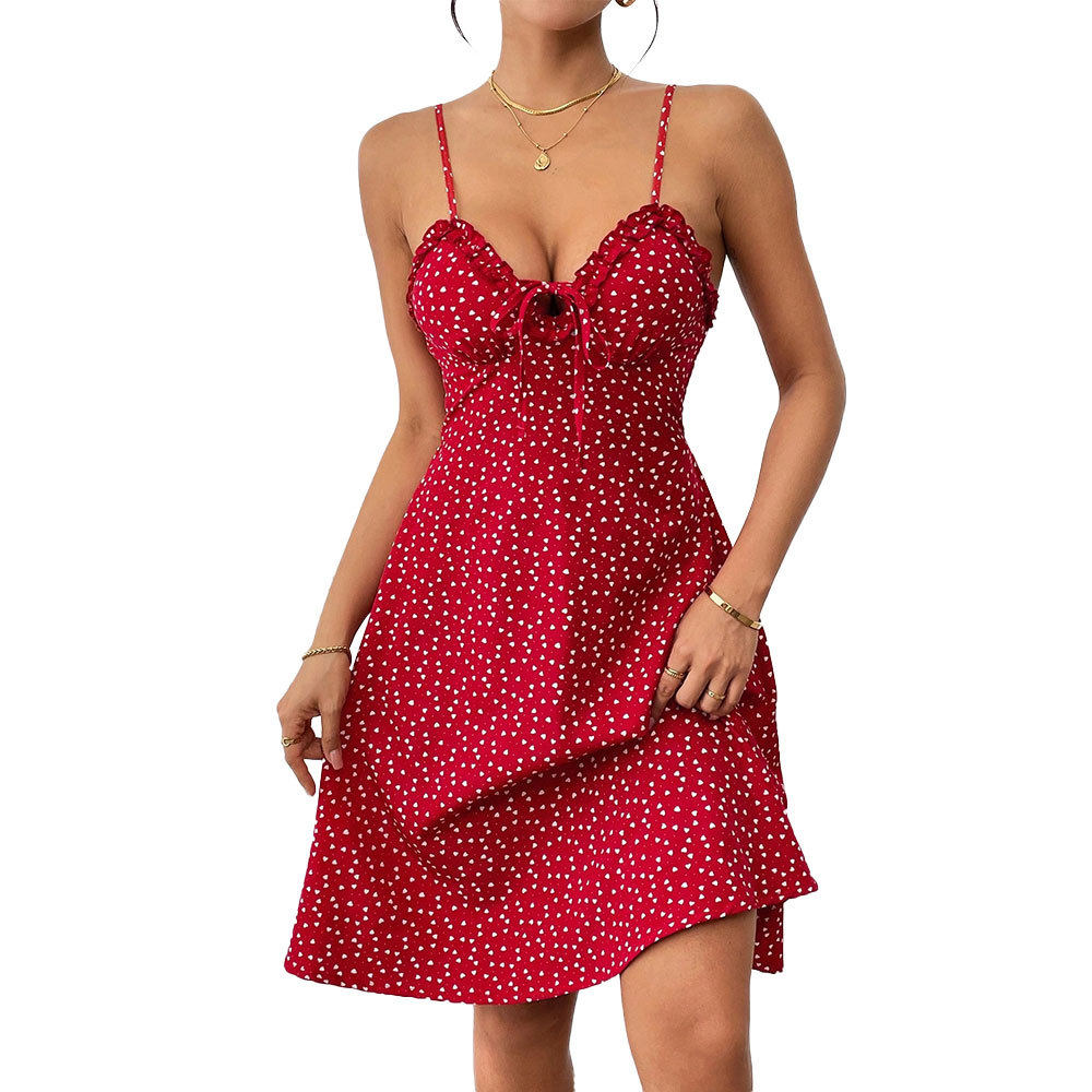 French Style Polka Dot Mini Dress Slim Fit Backless Spaghetti Straps Casual Summer Wear Wholesale Available