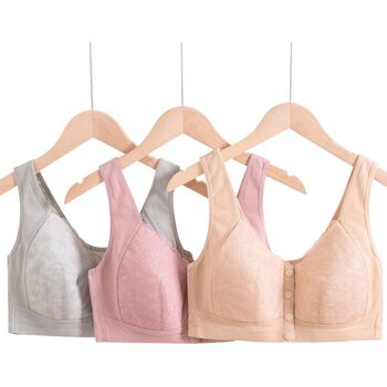 Mother's Underwear Women's Comfortable Middle-aged and Elderly Front Buckle Vest Bra Middle-aged Women's Large Size Rimless Bra Clothes