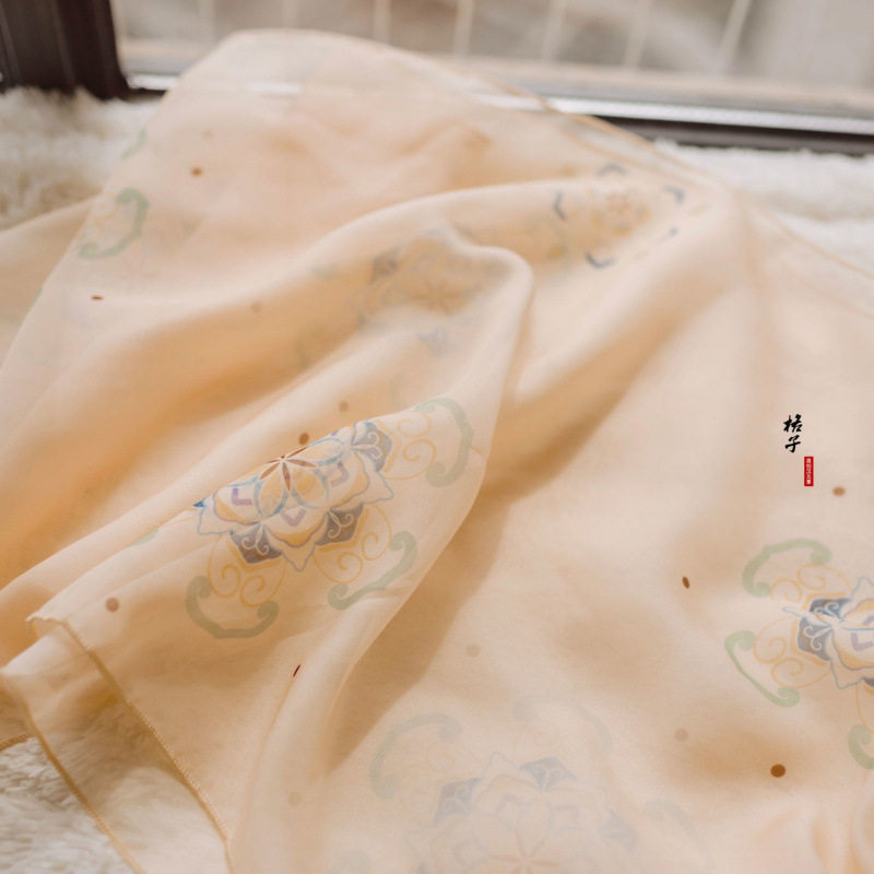 Hanfu Shawl for Women with Tang-Style Print, Ethereal Chinese Style Flowing Ribbon, Ancient Style Accessory, Hezi Skirt Versatile Color