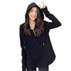 Maternity clothes cotton shoulder long-sleeved T-shirt Women's Spring and Autumn Mid-length plus size niche top zipper hooded bottoming shirt