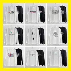 Cross-Border High-Quality Margiela Mm6 Xiaohongshu Celebrity Style 300g Pure Cotton Long-Sleeve Versatile T-Shirt