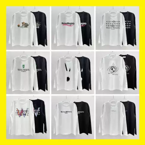 Cross-Border High-Quality Margiela Mm6 Xiaohongshu Celebrity Style 300g Pure Cotton Long-Sleeve Versatile T-Shirt