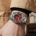 Silver red spider web cross