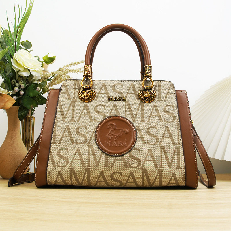 Large-Capacity Casual Women's Shoulder Crossbody Bag Portable Cylindrical Bag Retro Trendy Printed Bag Women's One-Piece Drop Shipping