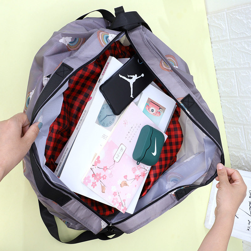 Portable folding shopping bag large capacity portable storage bag shoulder backpack organizing bag luggage bag travel bag