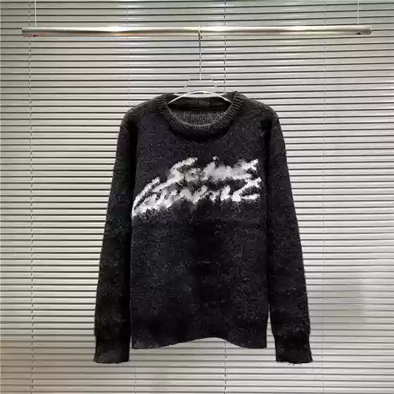 European Trendy Brand Cross-Border Ys Autumn and Winter New Jacquard Mohair Round Neck Knitwear Knitwear