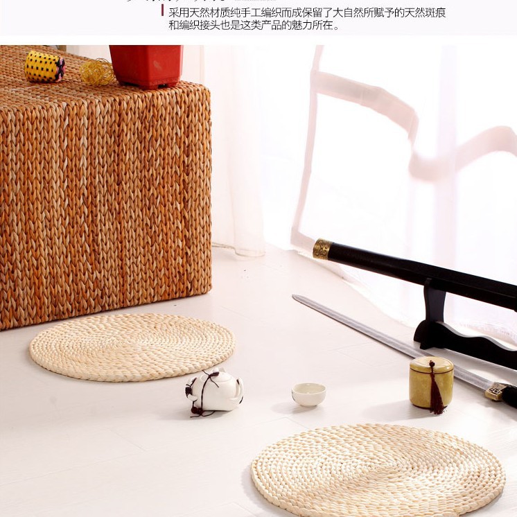 Pu grass rattan tatami futon window cushion straw meditation worship yoga mat factory wholesale