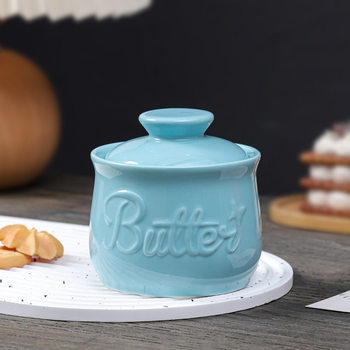 Amazon Hot Sale Ceramic Butter Tank Cheese Butter Storage Tank with Lid suit Household Butter Tank Available Color
