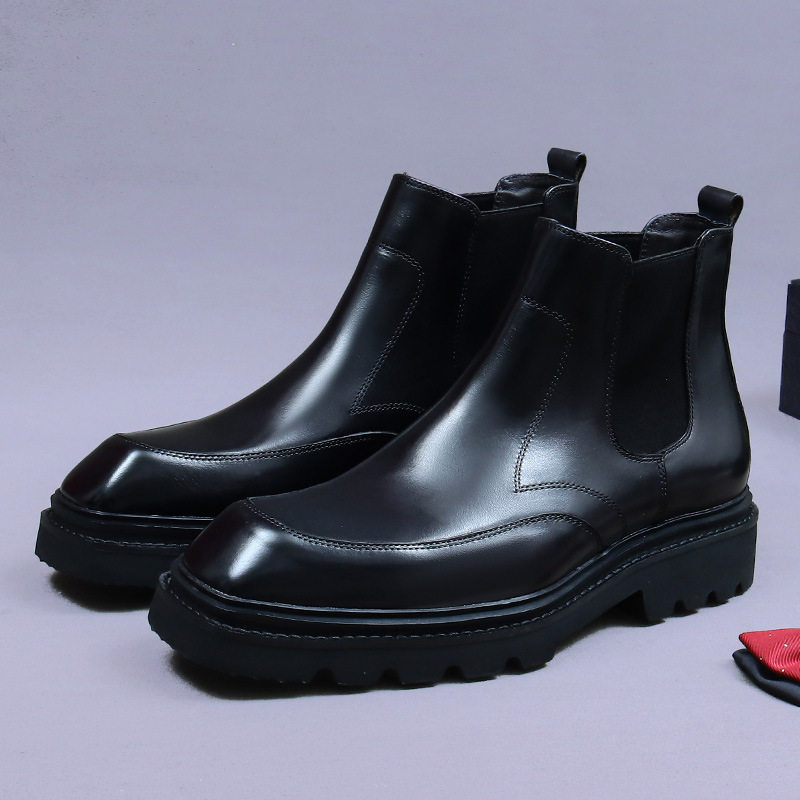 Boot Chelsea Nam Da Thật Đế Dày Phong Cách Anh Chiều Cao Đế Khoảng 4cm Màu Đen, Nâu