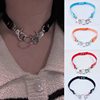 Fashionable and Simple Pu Leather Chain Collar Fashionable Belt Buckle Necklace Punk Harajuku Sexy Ring Necklace Necklace