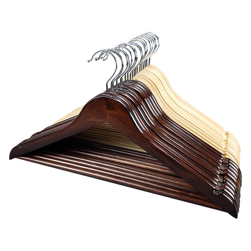 High-End Hotel Wide Solid Wood Clothes Hanger, Wooden Trouser Rack, Suit Non-Marking Trouser Clip, Wooden Clothes Support, Clothes Drying Rack with Clips