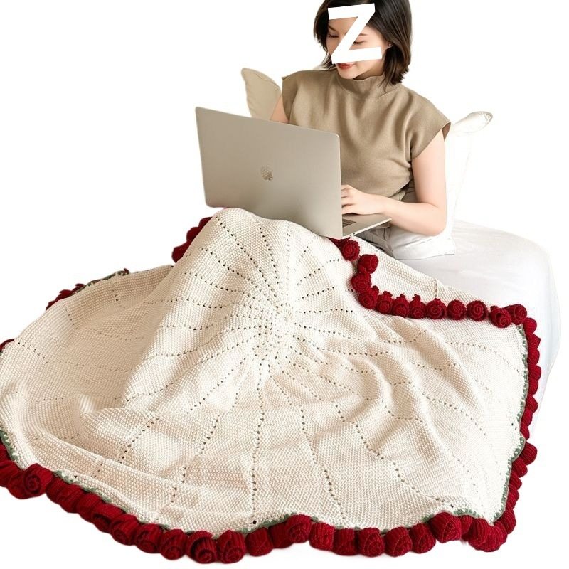 Multifunctional Finished Simulated Rose Bouquet Blanket for Best Friend and Girlfriend Valentine's Day Birthday Gift Flower Shawl