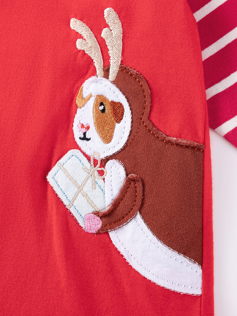 [Style] Kids' Dress, Cartoon Autumn Girls' Dress, Striped Long-sleeve Kids' Skirt