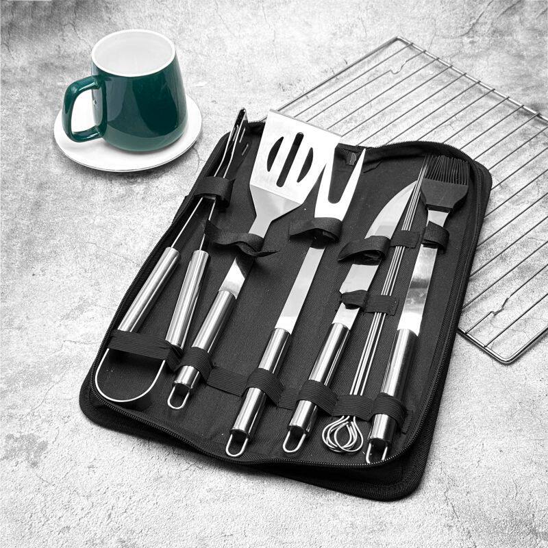 Stainless Steel Handle Grill Set Barbecue Tool Set Bbq Set Outdoor Camping Style Tableware Stainless Steel Set