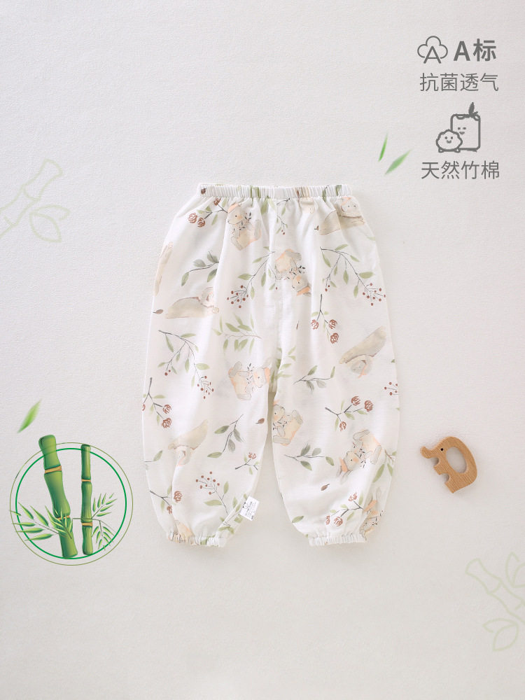 Anti-mosquito pants for babies Class A bamboo fiber pants bamboo cotton gauze thin cool air-conditioned summer baby boys and girls