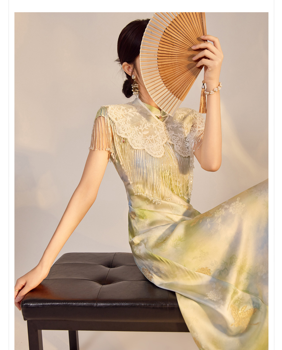 Đầm dáng sườn xám cổ đứng không tay họa tiết hoa in, ôm body thanh lịch — Màu xanh lam (giao hàng trong 7 ngày), Màu xanh lam (phát hành trong cùng ngày)