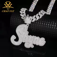 Super Cool European and American Hip-Hop Original Personalized Custom S925 Silver Inlaid Moissanite/Copper Zircon Letter Pendant Necklace