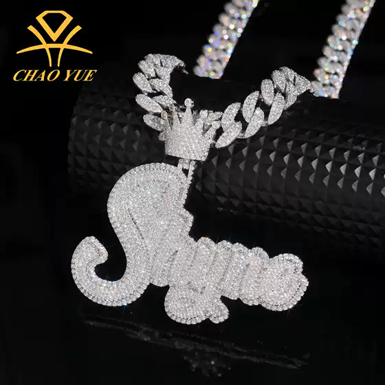 Super Cool European and American Hip-Hop Original Personalized Custom S925 Silver Inlaid Moissanite/Copper Zircon Letter Pendant Necklace