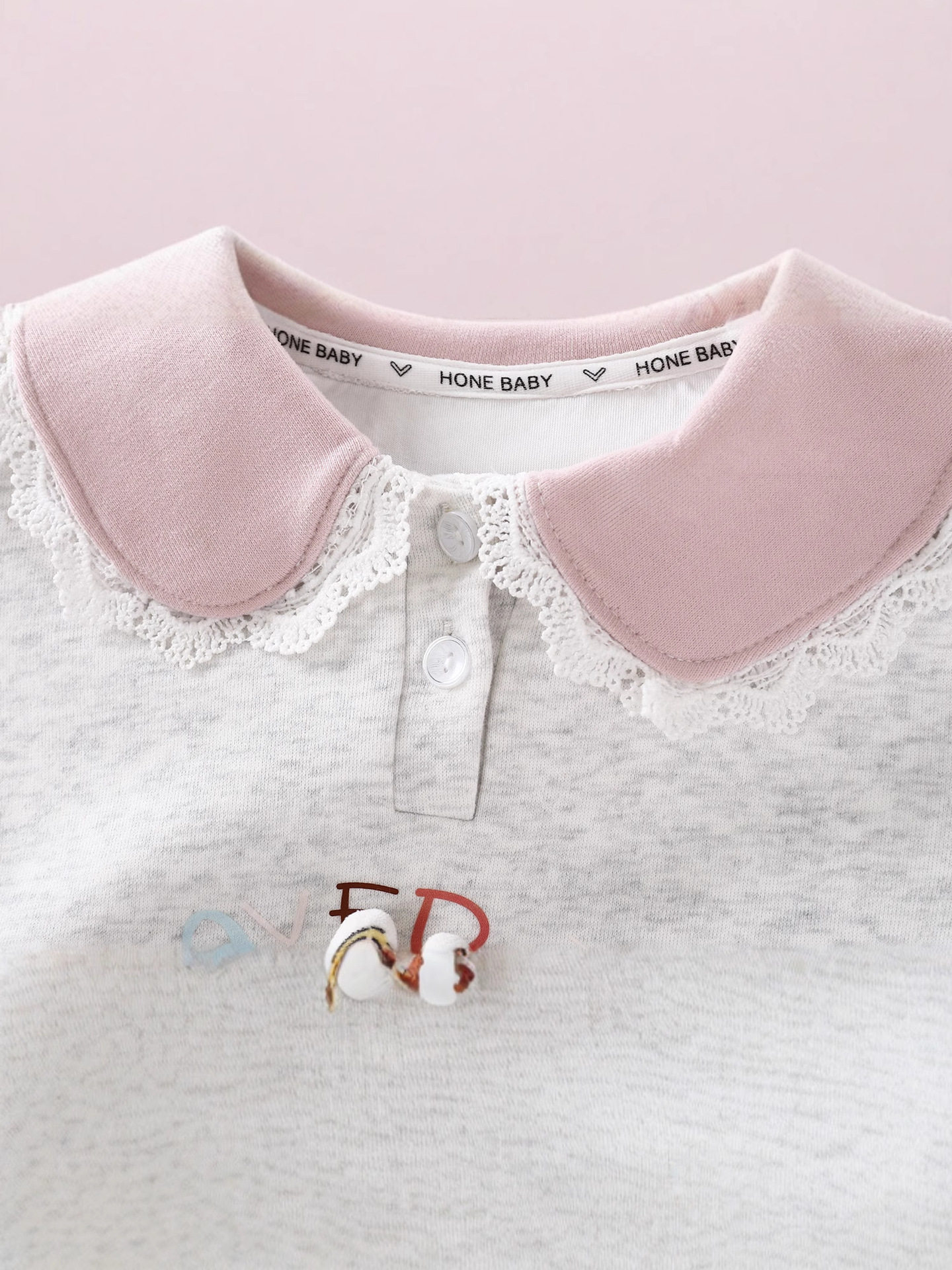 Set felpa volant cartone animato nuovo primavera neonata bambina, set sportivo colletto baby doll alla moda casual