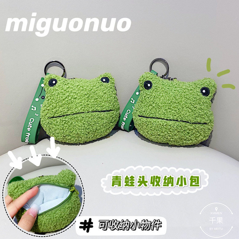 Original Creative Internet Red Frog Head Coin Purse Pendant Cartoon Cute Children Coin Bag Earphone Bag Storage Bag