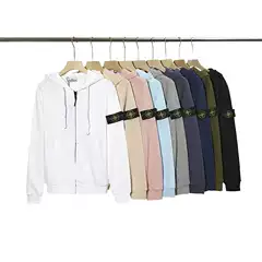 Cross-Border Stone Stone High Version Spring and Summer European and American Hooded Island Street Zipper Casual Shirts for Men and Women Couples Sweatshirts