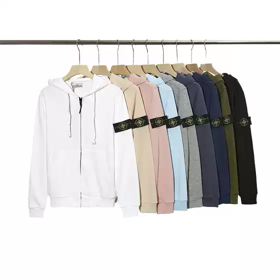 Cross-Border Stone Stone High Version Spring and Summer European and American Hooded Island Street Zipper Casual Shirts for Men and Women Couples Sweatshirts
