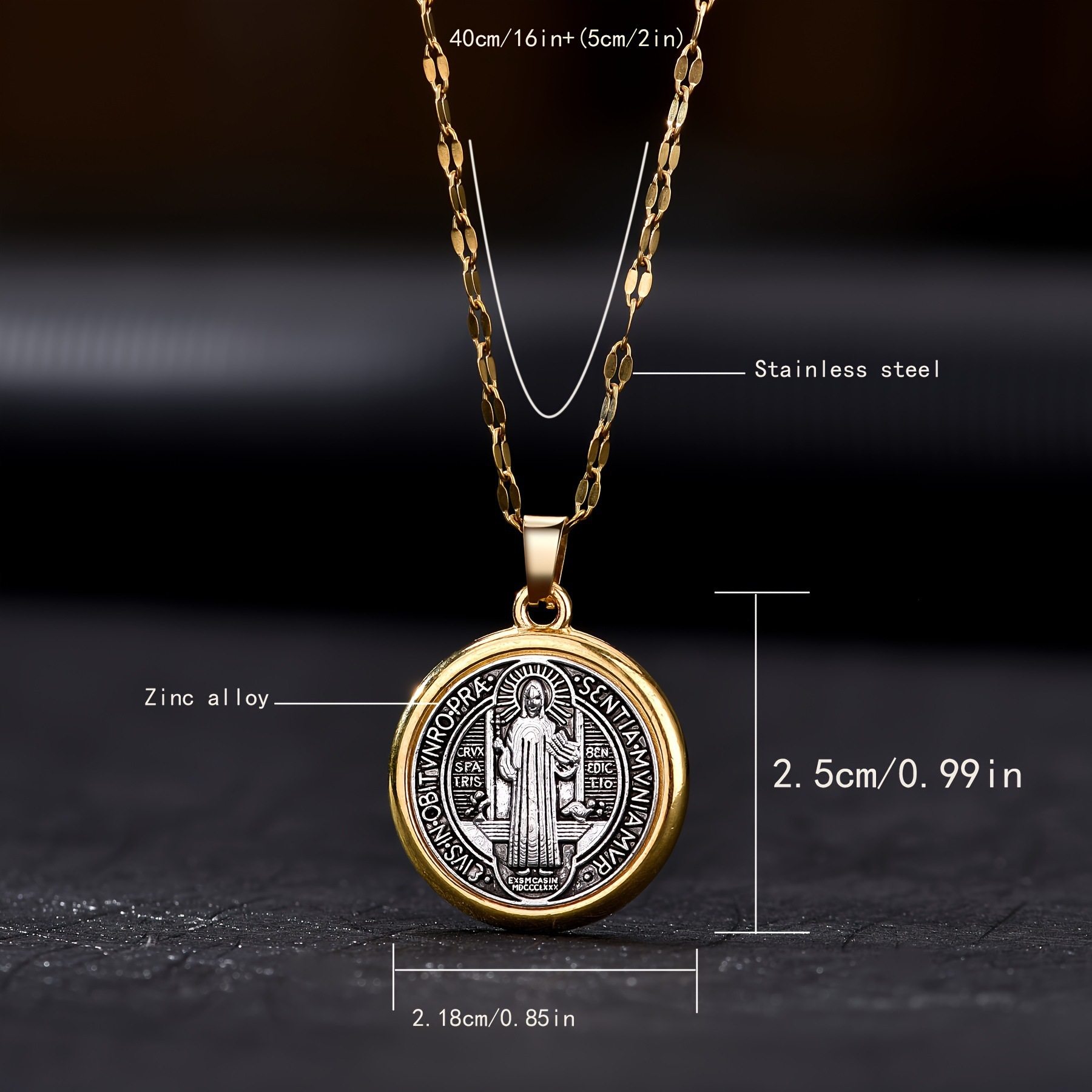 Cross-Border Alloy Religious Saint Benedict Pendant Necklace Fashion Religious Necklace
