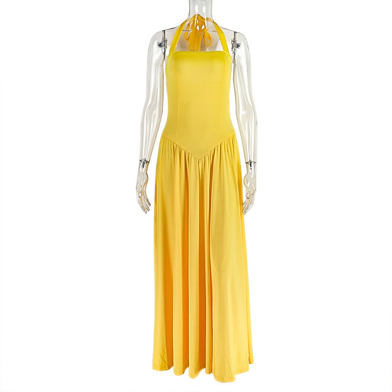 A Line Dress Waist Defining Slim Fit Pleated Solid Color Elegant Evening Wear for Parties OEM Available
