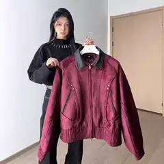 American Short Jacket Men's Versatile Suede Autumn Casual Loose Couple High-End Baseball Jacket Trend