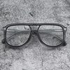 Retro fashion brand black frame glasses frame men's Korean-style double beam big face myopia can be equipped with degrees color changing anti-blue light female wholesale